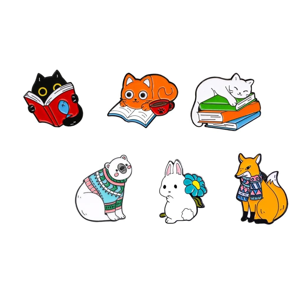 6 Pcs Brooch Pins Enamel Pins for Backpacks Clothing Jackets Hats Kawaii Cat Dog Decoration Gifts