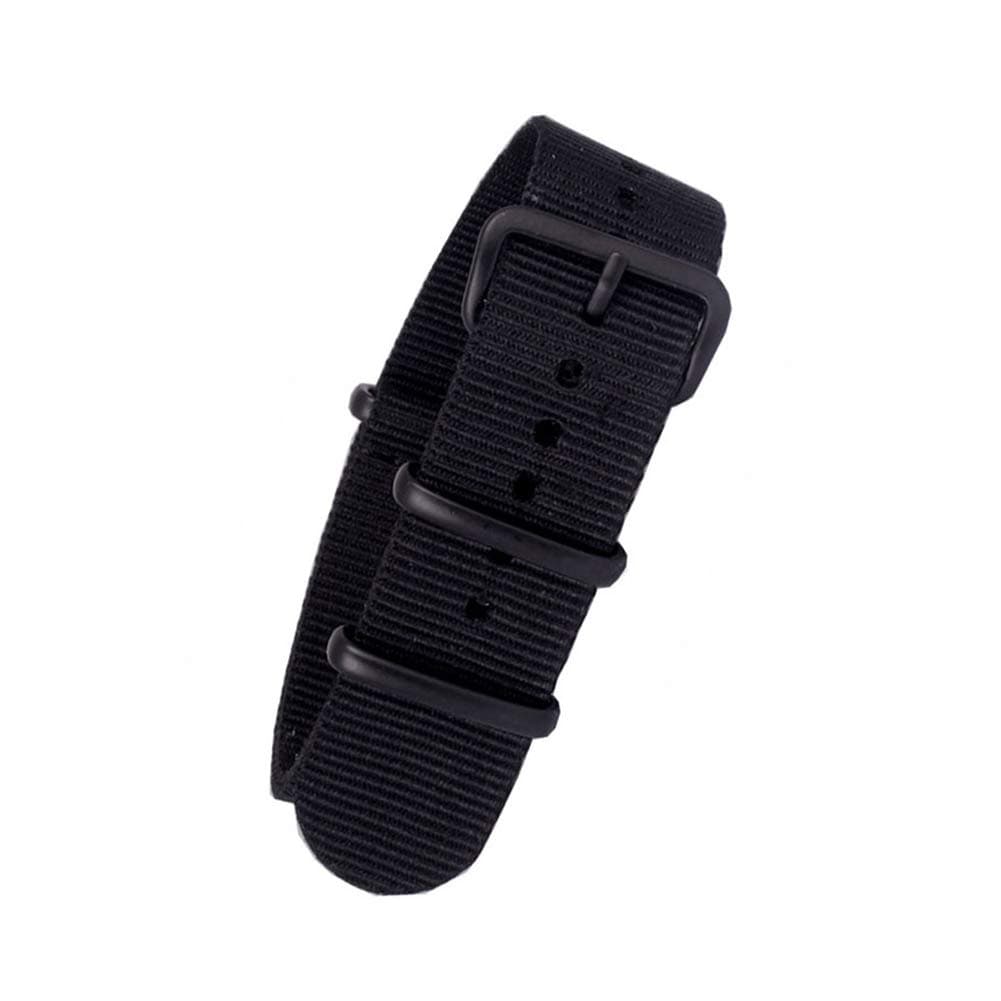 Vented Design NATO Watch Bands Black 304 Stainless Steel Buckle Quick Release Replacement Nylon Straps Width 20mm 22mm 24mm (Black)