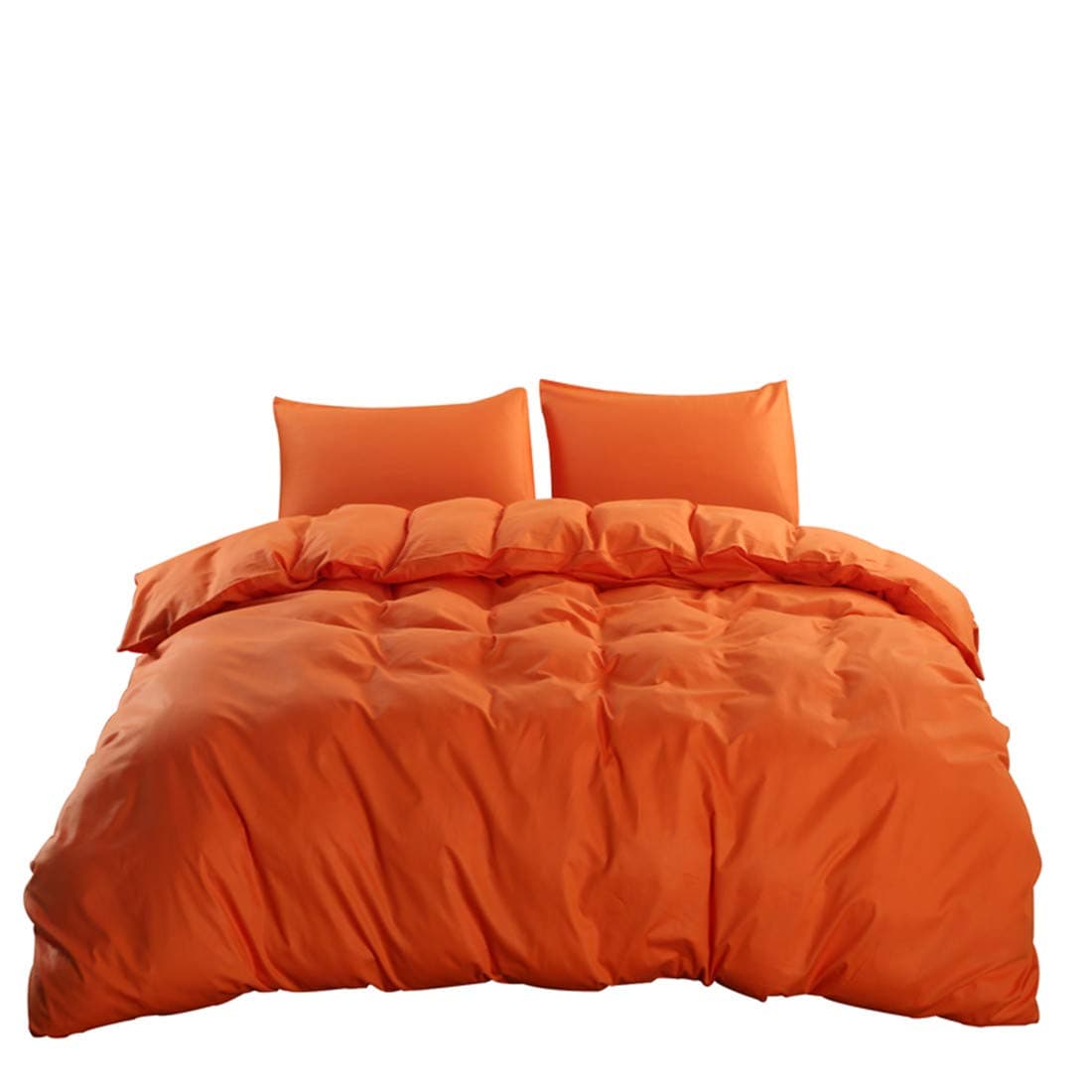 DREFEEL Egyptian Quality Vibrant Stone 100% Natural Cotton Orange Duvet Cover King Size 3 Pcs Set (1 Duvet Cover, 2 Pillowcase) - Soft Comforter Cover Quilt Case Hypoallergenic -Solid Bedding