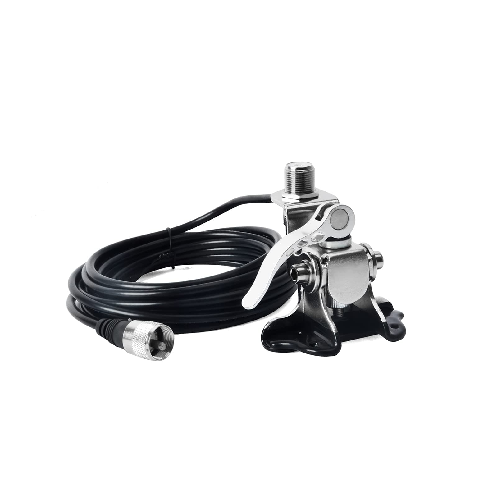 HYS Stainless Steel Adjustable Car Antenna Mount Bracket with SO239 to PL-259 Connector & 16.4ft RG-58 Coax Cable for Trunk Lid Hatchback, Truck, SUV, RV, Ham CB Radio