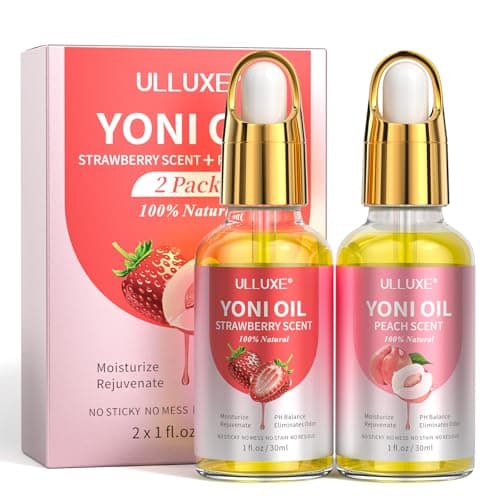 Yoni Oil for Women Ph Balance, Reduce Ingrown Hairs and Odors, Improve Dryness & V Itchy, Natural Moisturizing Feminine Serum Oil Intimate Deodorant, Peach & Strawberry Yoni Oils for All Skin Types