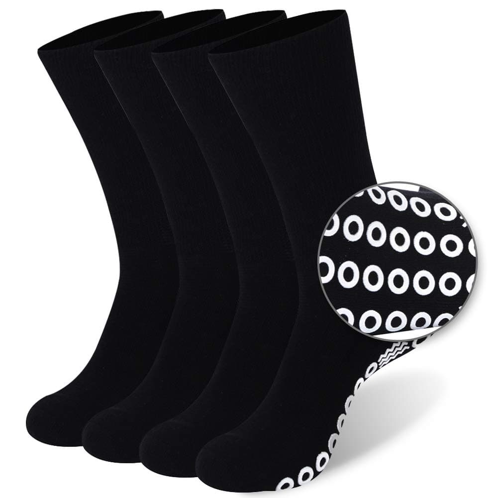 KitNSox Non-Skid Diabetic Socks for Men Women, Non-Binding Moisture Wicking Cushioned Non Slip Crew Grip Socks