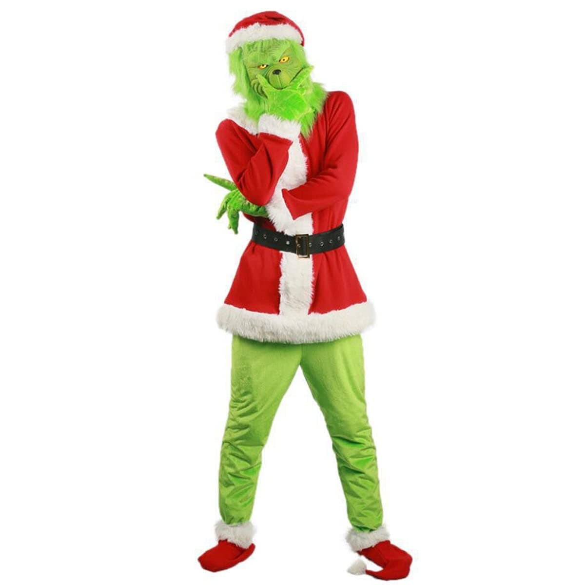 Unizero Christmas Green Monster Deluxe Santa Costume With Mask