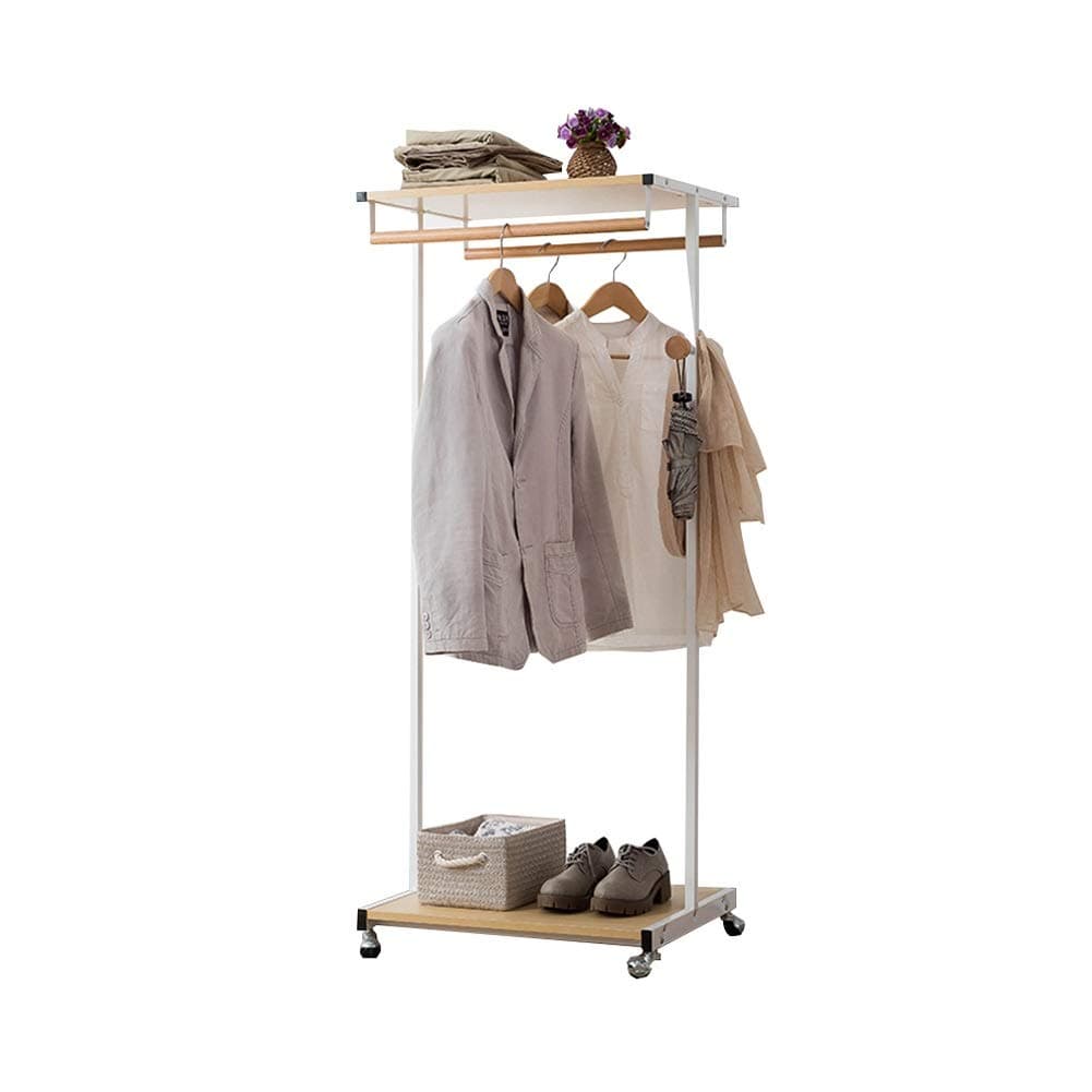 Barture-coat rack，Multifunctional Coat Stand，Steel Wood Bedroom Hanger Floor Rack Storage Rack Clothes Rack (Color : White)