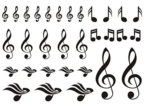 Waterproof Temporary Fake Tattoo Stickers Cool Black Music Notes Set of 2