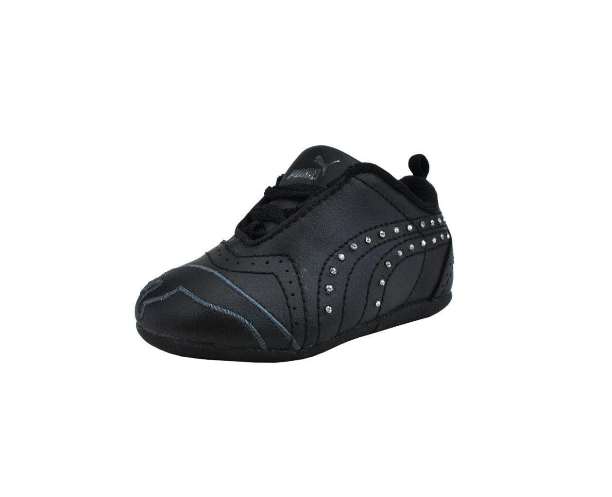 PUMA Shoes Sela Diamond Rhinestone Infant Toddler Black Sneakers (4 M US Toddler)
