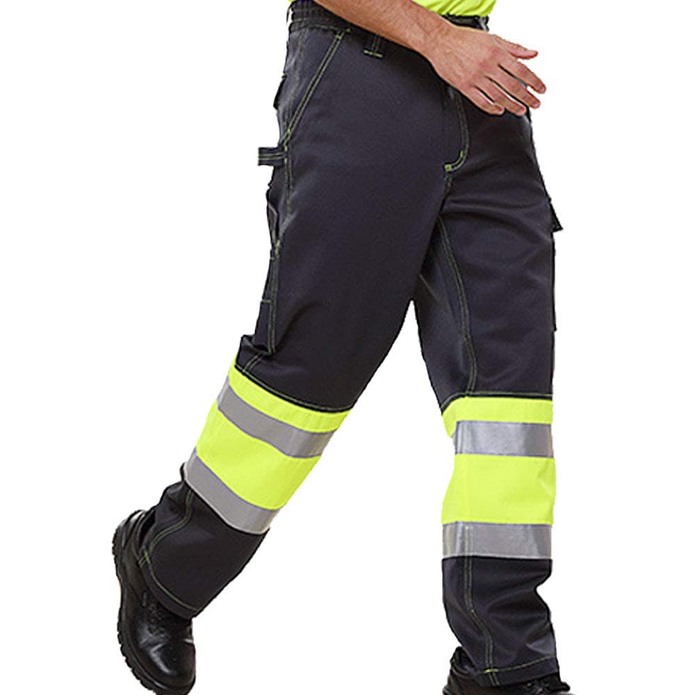 WMOFC Men Safety Pants Work Cargo Trouser Heavy Duty Multi Pockets & Reflective Strip & Multi Pockets
