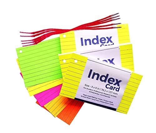 N N Innovation Index Card (3x5 Inch) Ruled Flash Card with Five Colors 76.2x127mm, 3 Sets (50 Cards x 3 Sets = 150 Cards)