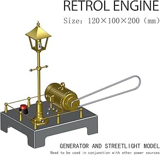 Retrol SE-01 Full Metal Beam Steam Engine Model Kit, with Horizontal Boiler & Mini Steam Generator and Lamp Scene Model, Vertical Boiler Steam Engine That Runs for Adults