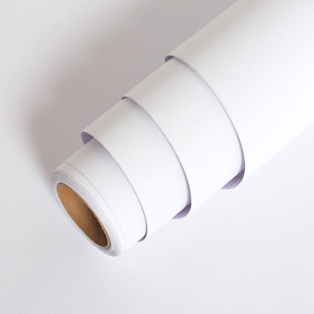 LACHEERY Matte White Contact Paper Decorative Self Adhesive White Wall Paper Waterproof Adhesive Shelf Liner Removable Peel and Stick Wallpaper for Countertops Cabinets Drawer Desk Dresser 15.8"x80"