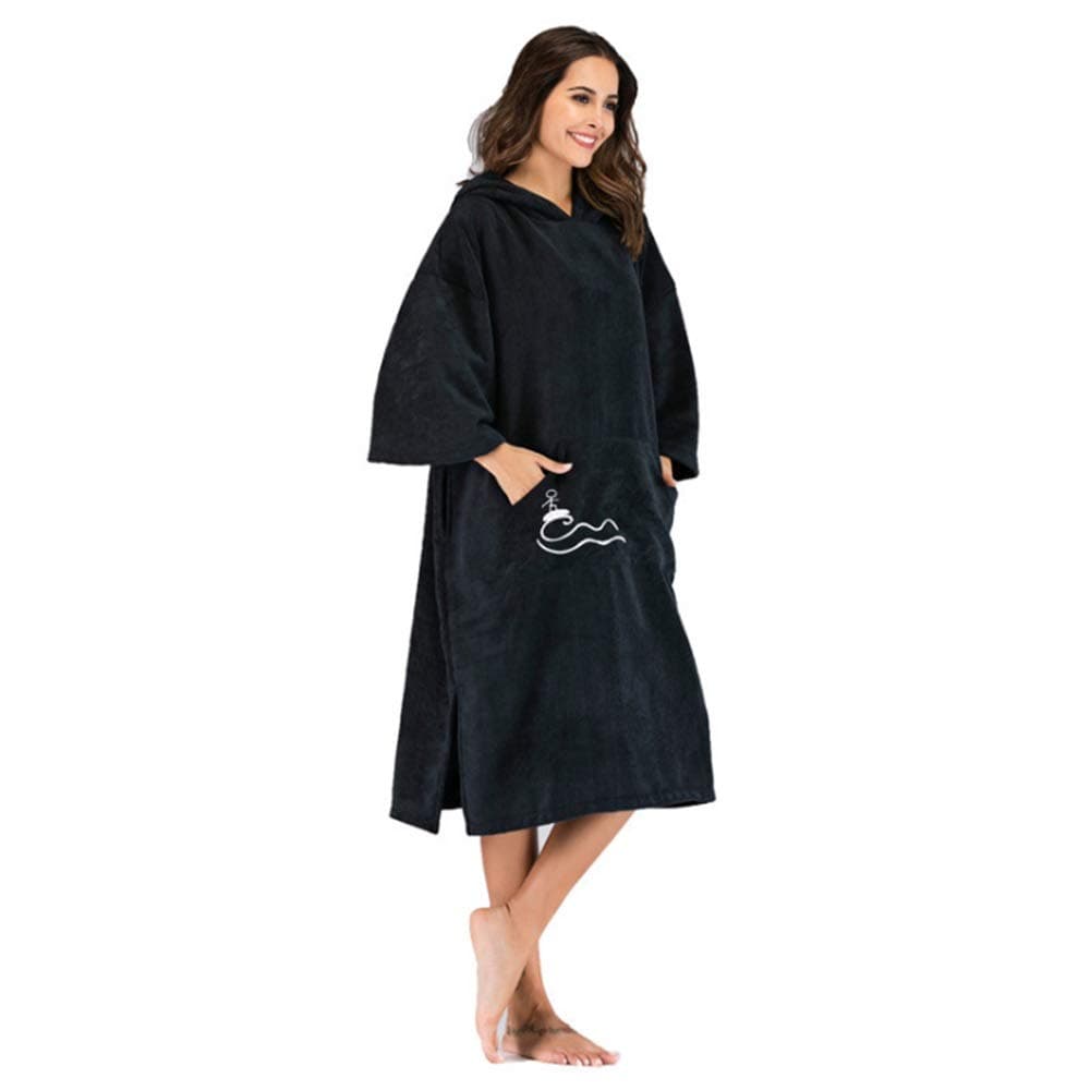 Womens Waterproof Active Outdoor Rain Jacket Unisex Adults Thick Oversized Beach Surf Poncho Hooded Towel Cover Up Bathrobes Quick Drying Microfiber Changable Clothes Wetsuit Changing Towel Swimming B