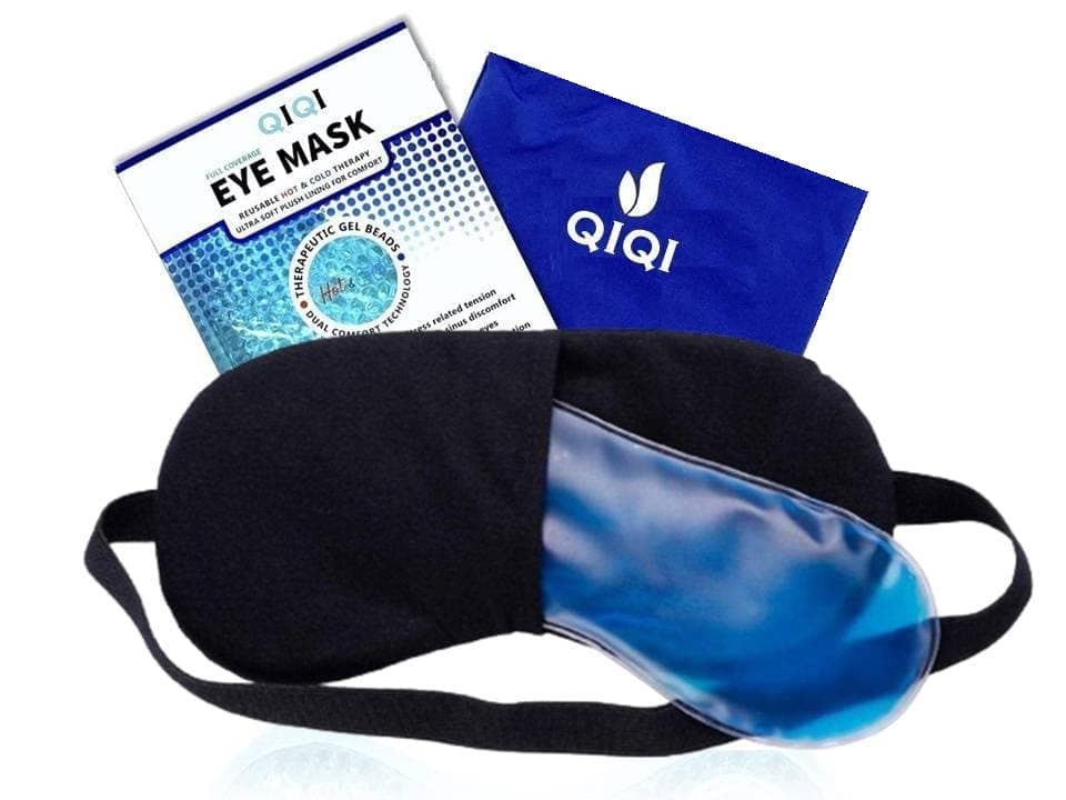 QIQI Mulberry Silk Cooling Gel Relaxing Eye Sleep Mask For Dark Circles, Dry Eyes, Cooling Eyes, Pain Relief, Redness, Eye Patches, Sleeping Cool Pad Suitable For All Family Members Sleeping Mask (BLCK_GEL)