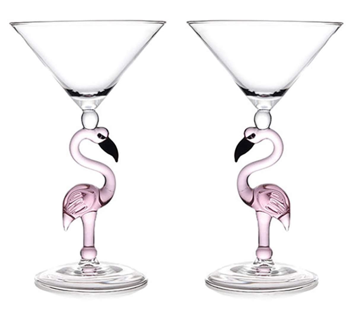 Creative Pink Flamingo Cocktail Glass, Set of 2 Martini Glasses, 5 Ounce Wine Glass, Bar Accessories, Birthday gift, Wedding & Celebrations Cup(2, 150ml)