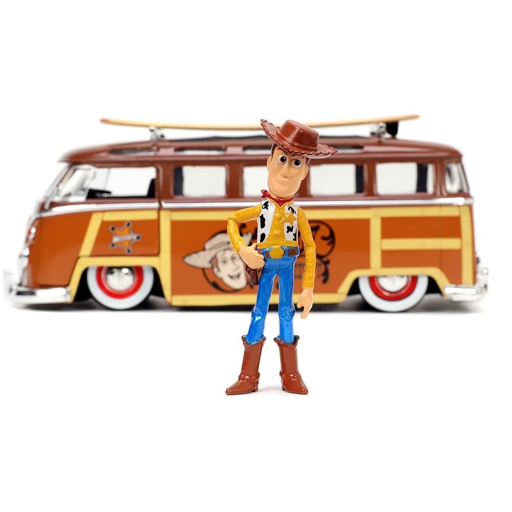 Jada Disney Pixar Toy Story 1:24 Volkswagen T1 Bus Diecast Vehicle and Woody Figure 2.75"