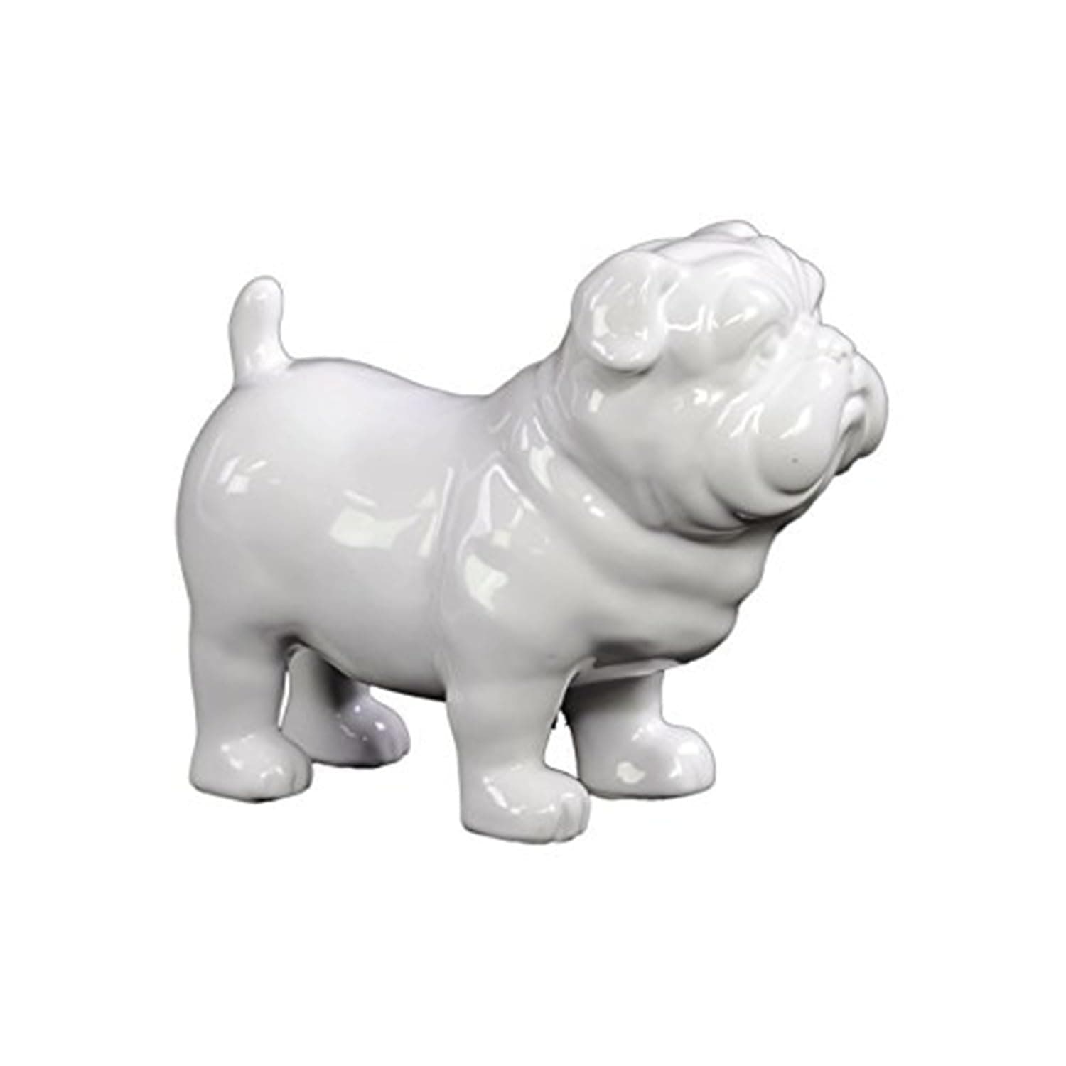 Urban Trends UTC46704 Ceramic Standing British Bulldog Figurine Gloss Finish White