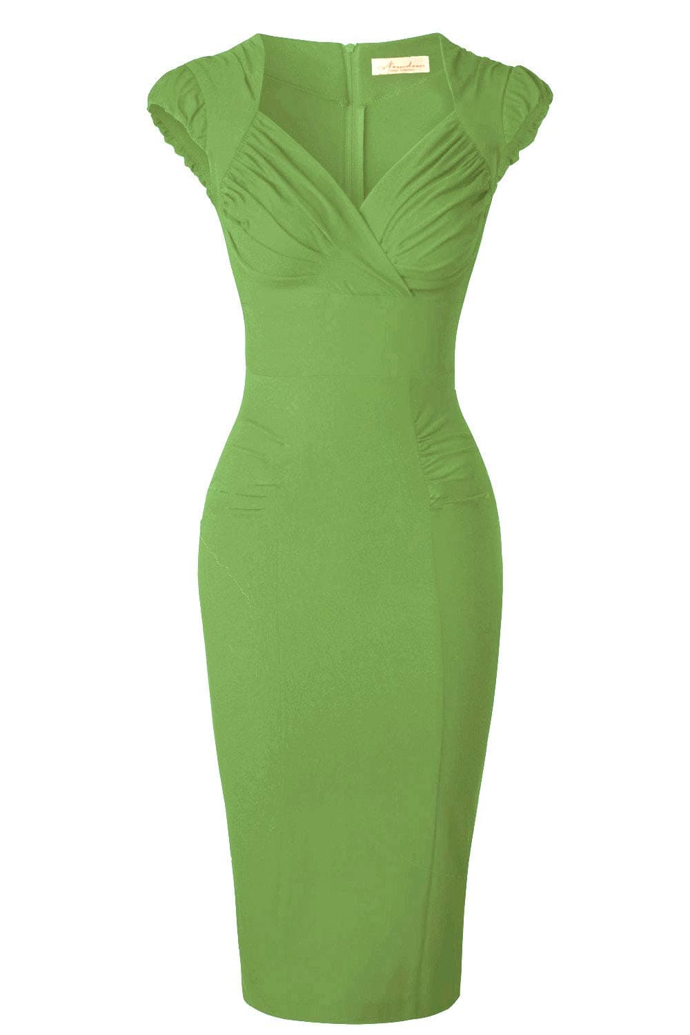 Newdow Lady's 50s Vintage V Neck Cap Sleeve Pencil Dress (XX-Large, Green)