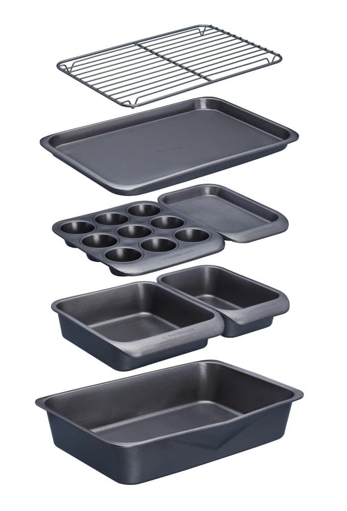 Master Class Premium Smart Space Stacking Non-Stick Bakeware Set for ThinKitchen | 7-Piece Gift Boxed Set | Durable Carbon Steel | Premium Non-Stick