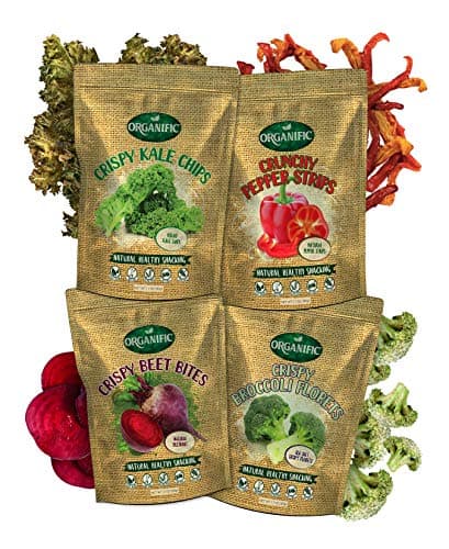 Earthy Organific Dehydrated Vegetable Snack Bites Kale, Beet, Broccoli, Pepper (Variety Pack, 4- pack)