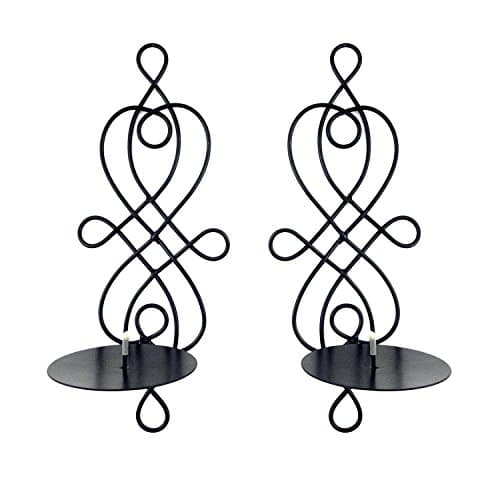Modern Art Candle Holder Wall Sconce Black Wire Metal Wired Sconce - Set of 2