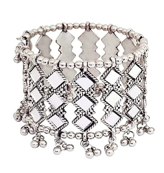 GenericModern Mood Silver Cuff Bracelet with Tassel Traditional Jewelry | Kada bracelet with Silver Touch Banjara, Boho, Jewelry for Women