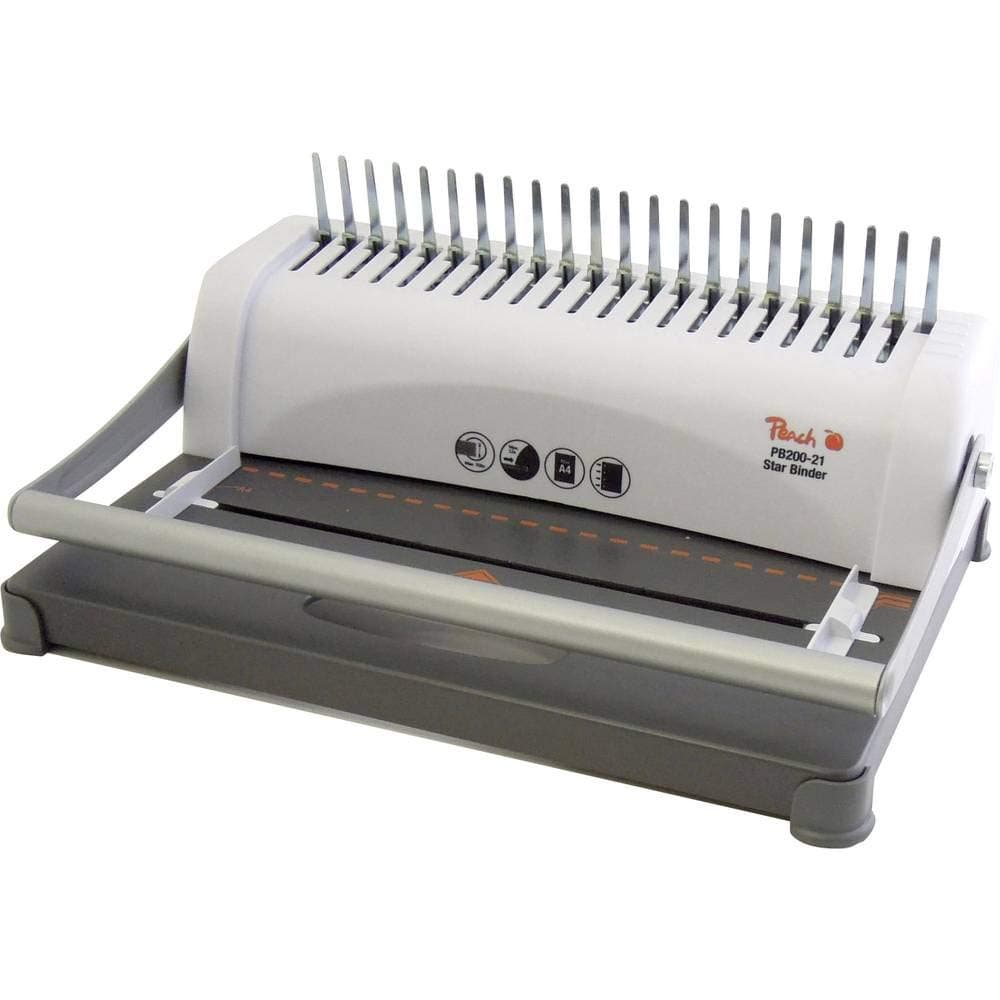 Peach PB200-30 Plastic Binding Device | Star Binder Pro - DIN A4 | Price/Performance Winner | Binds 350 Sheets | Max. 38 mm Binding Spine, 12 Sheets Punching Capacity, incl. 15-Piece Starter Set