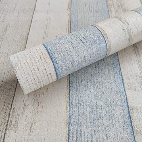 Wollzo Self-Adhesive Wallpaper 45cm x 500 cm | Vintage Stripped Blue and White DIY Stickers | 3D Wallpaper for Walls | Wall Paper for Living Room |Wall Stickers for Home Decor