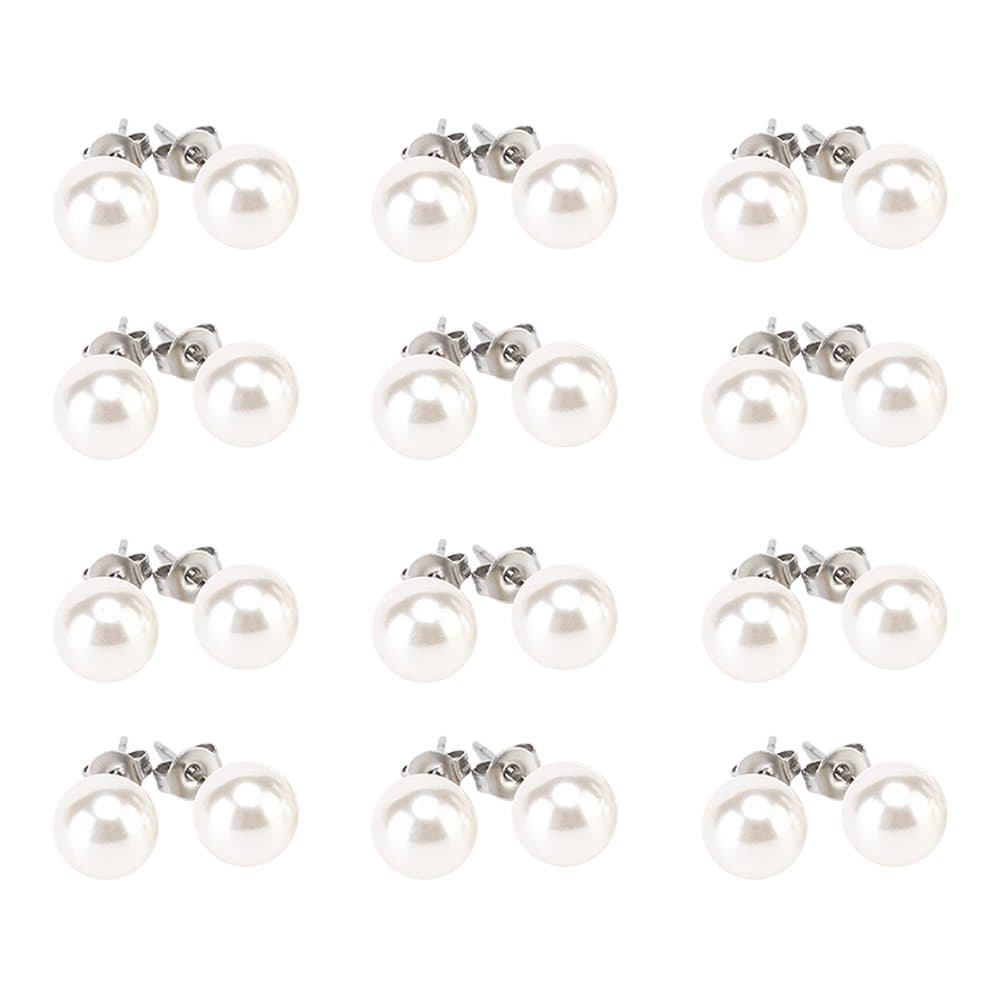 12pairs colors Assorted Mixed Wholesale Lot Glass Pearl Earrings Studs Gift Set Stainless Steel Pin for Women