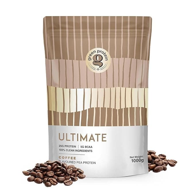 GREEN PROTEIN Ultimate Vegan Plant Pea Protein Isolate Powder 25gm Protein, 5g BCAA Per Serving, No Added Sugar | Standup Pouch (1kg) (Coffee)