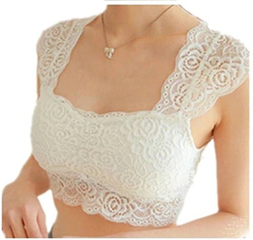Dressup store Women's Crepe Lace Blouse- (White,Free Size)