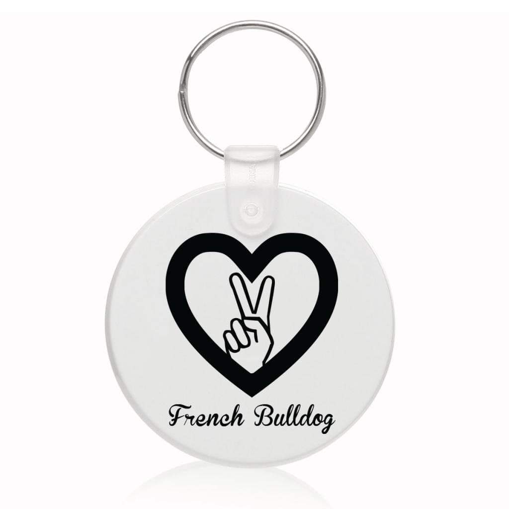 Peace Love French Bulldog Dog Keychain