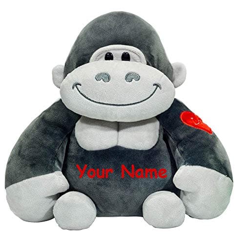 Fiesta Toys Personalized Valentines Day Gorilla Gift Plush Stuffed Animal Toy with Free Name! - 9 Inches Tall