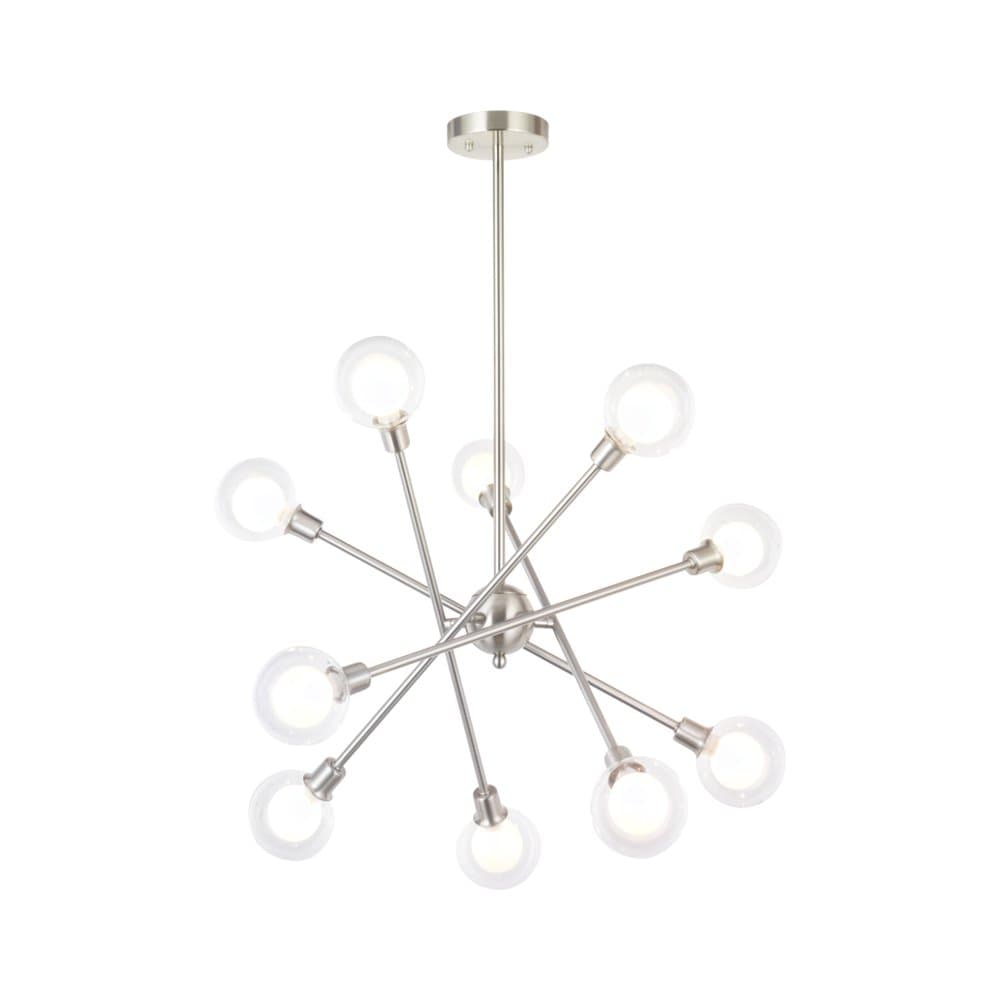 VINLUZ Sputnik Chandelier Lighting 10 Lights Glass Sphere Modern Pendant Light G9 Base Ceiling Light Fixture Brushed Nickel Finish 10 Bulbs Included