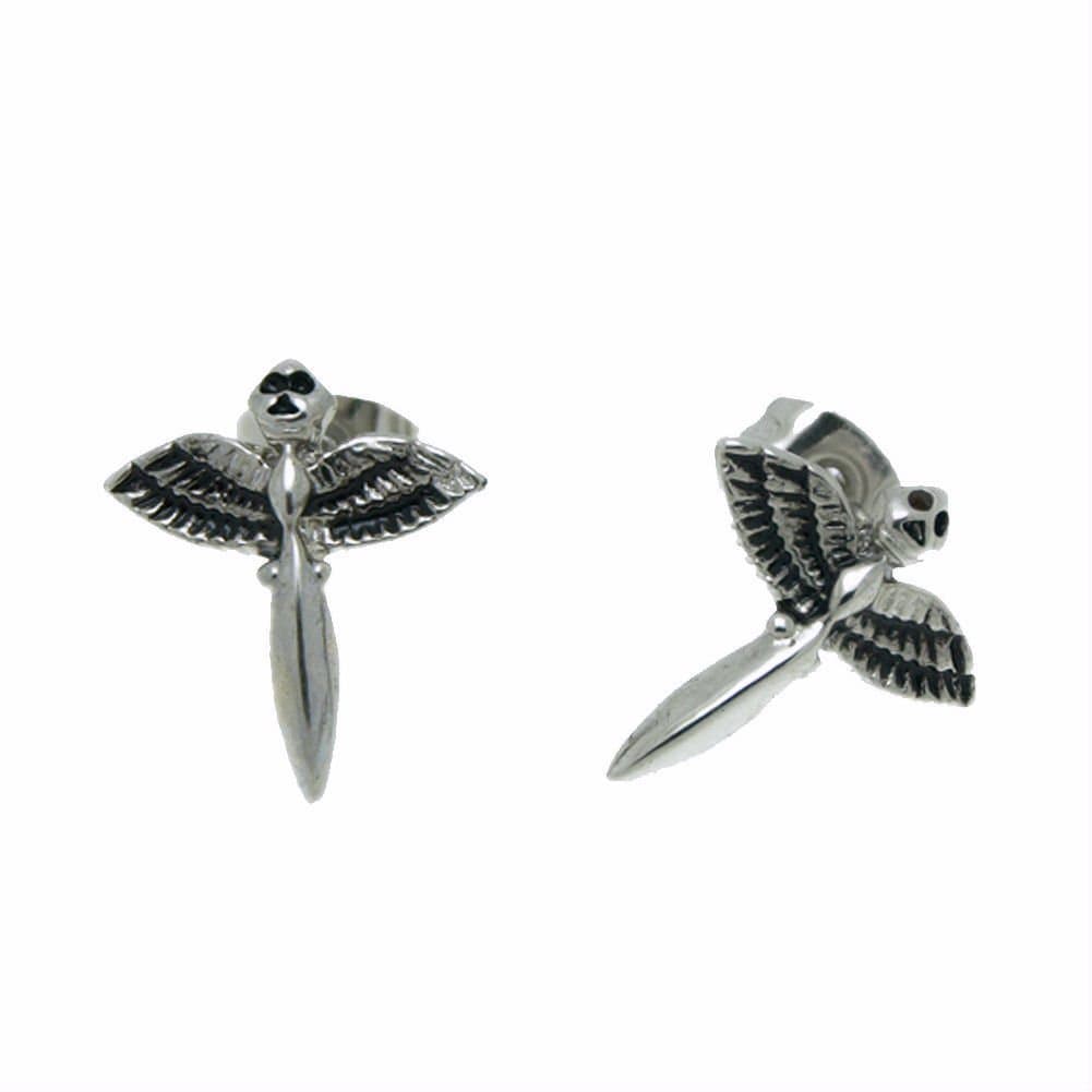 Jewelry Soul Messenger Style Mens Unisex Stainless Steel Stud Earrings , 2pc