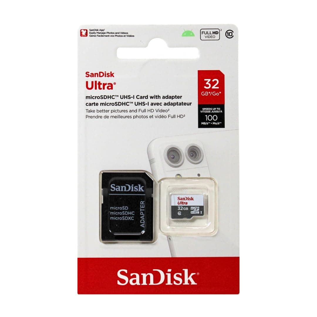 Ultra 32GB microSDHC UHS-I Card with Adapter, Silver, Standard Packaging (SDSQUNC-032G-GN6MA)