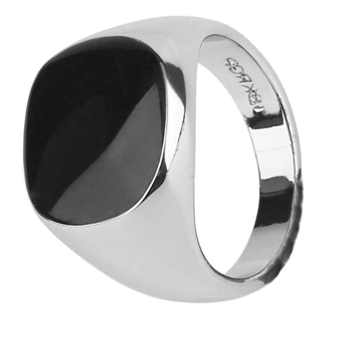Garciakia Vintage Men Male Ring Jewelry Titanium Steel Domineering Obsidian Party Club Ring Jewelry Best Jewelry Gift(Color:White)(Size:20mm)