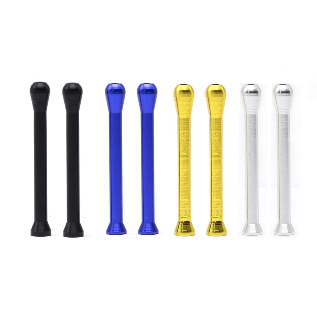 Shinekoo 8Pack Metal Snuff Straw Sniffer Snorter Nasal Tube Snuffer Bottle Silver/Blue/Black/Gold