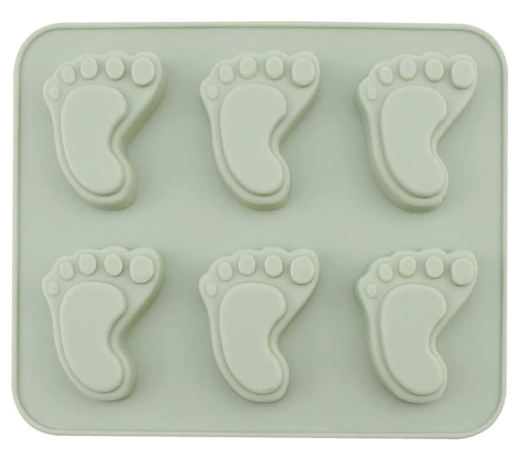 Zittop 1Pcs Baby Footprint Molds Foot Step Silicone Fondant Molds for Baby Shower Birthday Cake Decoration Candy Chocolate Cupcake Topper Decorating