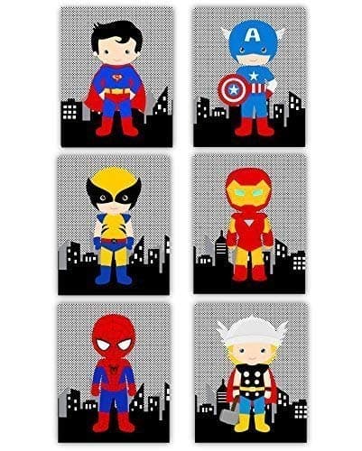 Superhero Art Prints, Superhero Nursery Decor, Superhero Art for Kids, Art for Boys Room, Decor for Boys Room. PRINTS ONLY, Unframed. (NOT CANVAS)