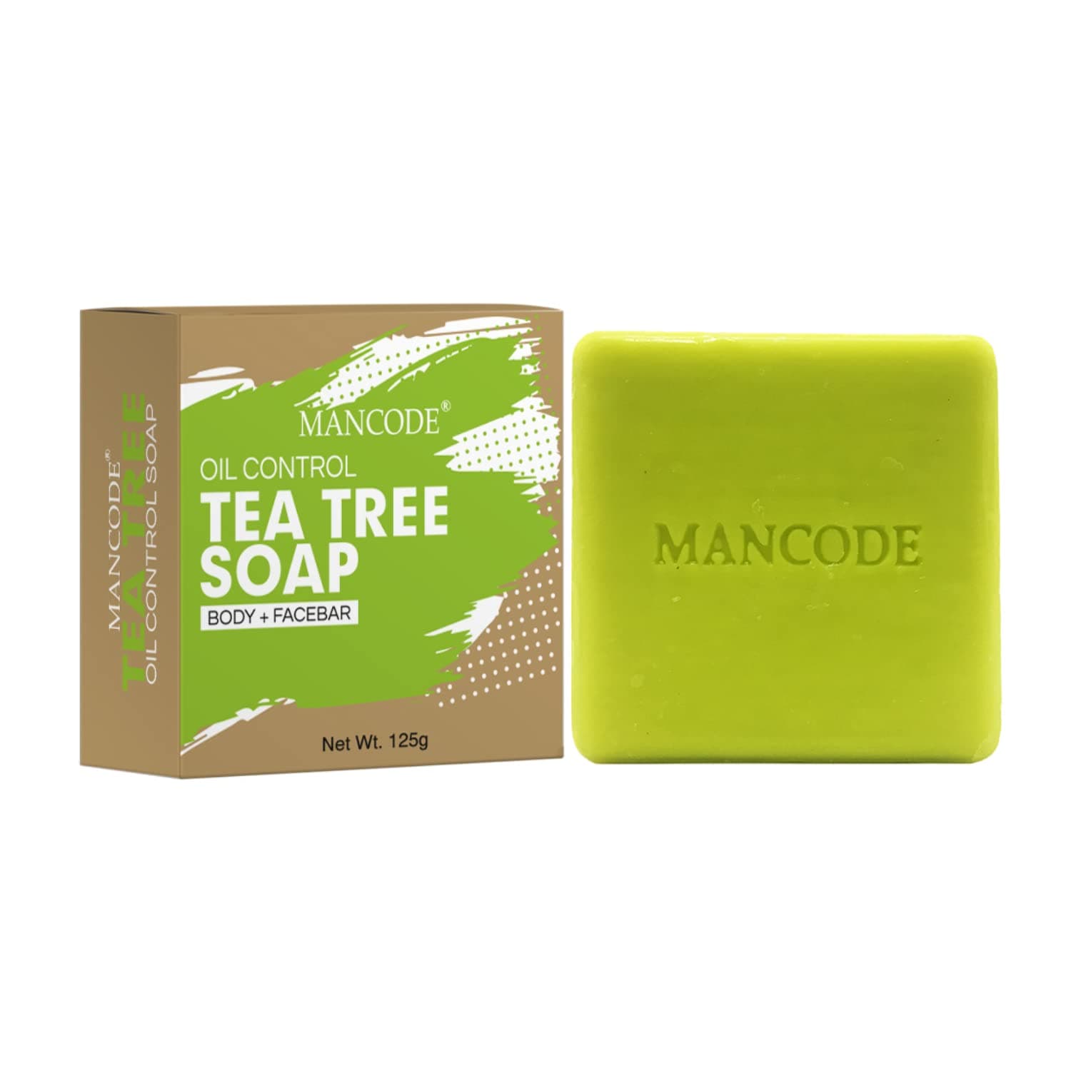 Mancode Tea Tree Soap Anti Bacterial Soap - 125gr | Pure Natural Ayurvedic | Premium & Luxurious Soap with Essential Oils | Exotic Herbs & Aroma | Green Color Bar Soap | Bathing Soap Pack of 1