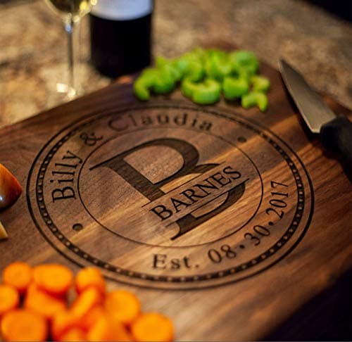 Anniversary Gifts or Wedding Gift - for couple or bride. Personalized Cutting Board Handmade in the USA. Great Wedding Gifts, Anniversary Gift for him, or Gift to Make your Spouse Feel Special!