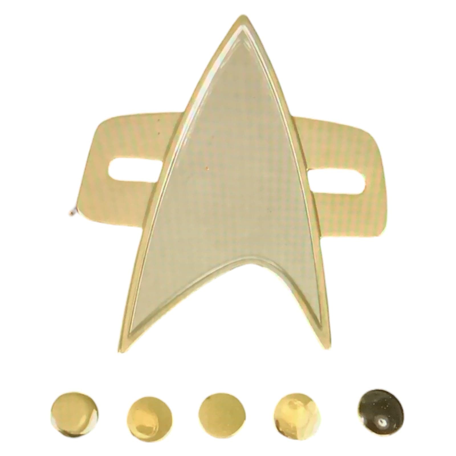 Voyager Star Trek Communicator Badge + Rank Pin Set 6 Piece Metal