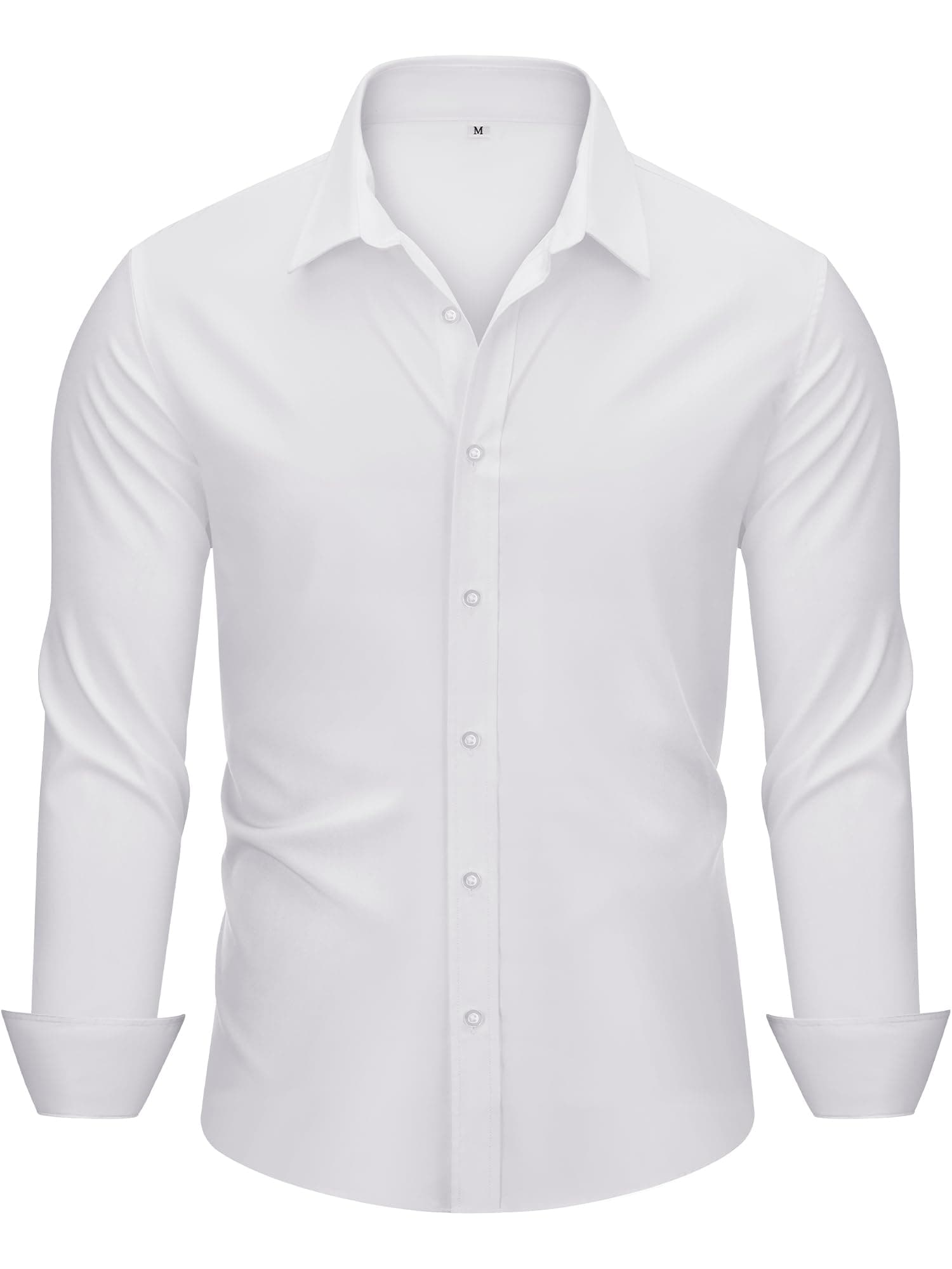 MAGE MALEMen's Dress Shirts Solid Long Sleeve Stretch Wrinkle-Free Formal Shirt Business Casual Button Down Tops