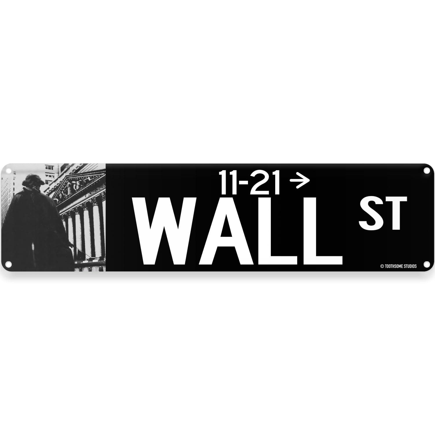 Wall Street New York City Theme Street Sign 16" x 4" Tin Wall Decor Big Apple Garage Stock Trader Investor Home Bar Decoration (WallStreet)