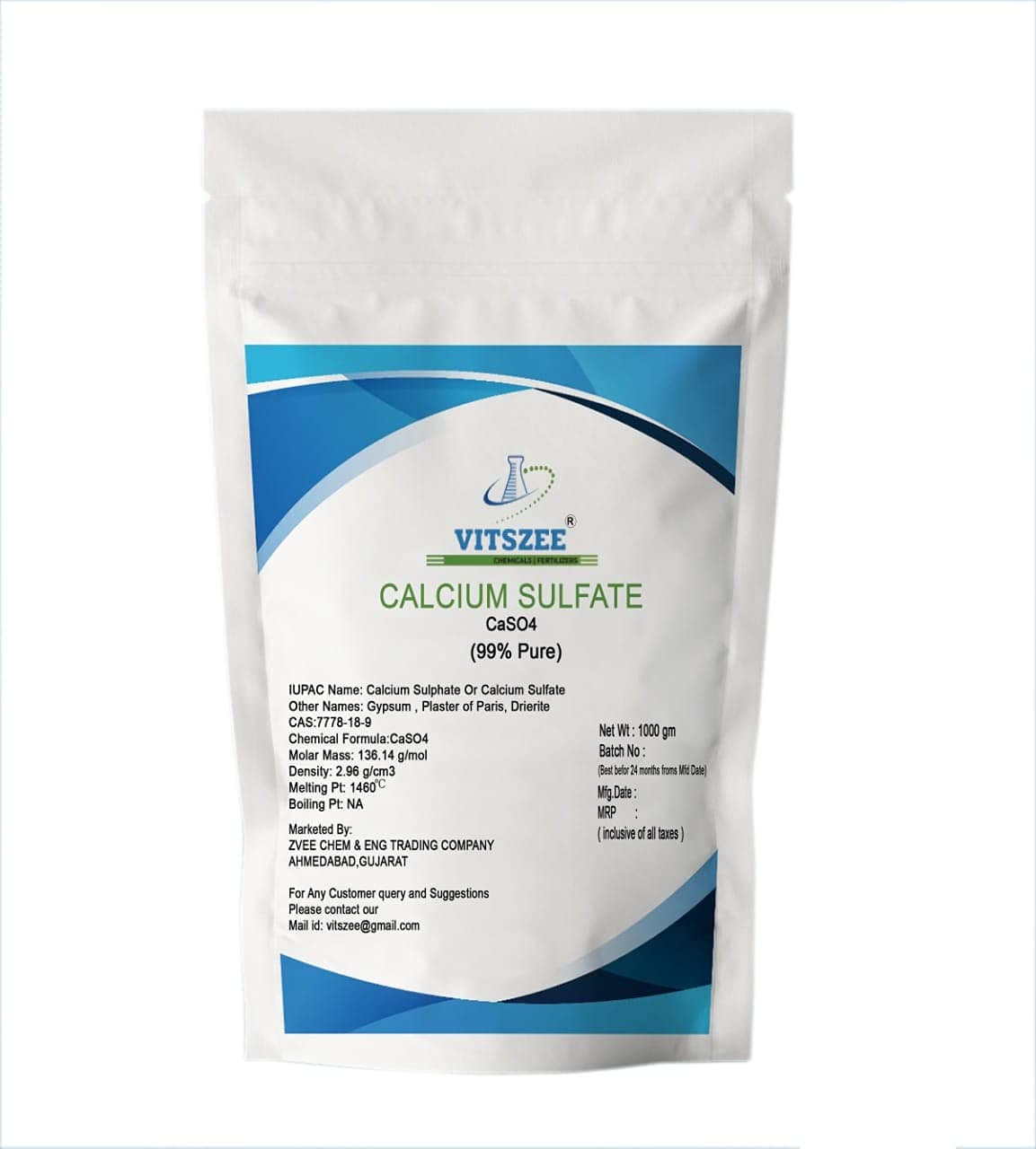 VITSZEE Calcium Sulphate Powder | Calcium Sulfate Powder | CaSo4 | (1 KG)