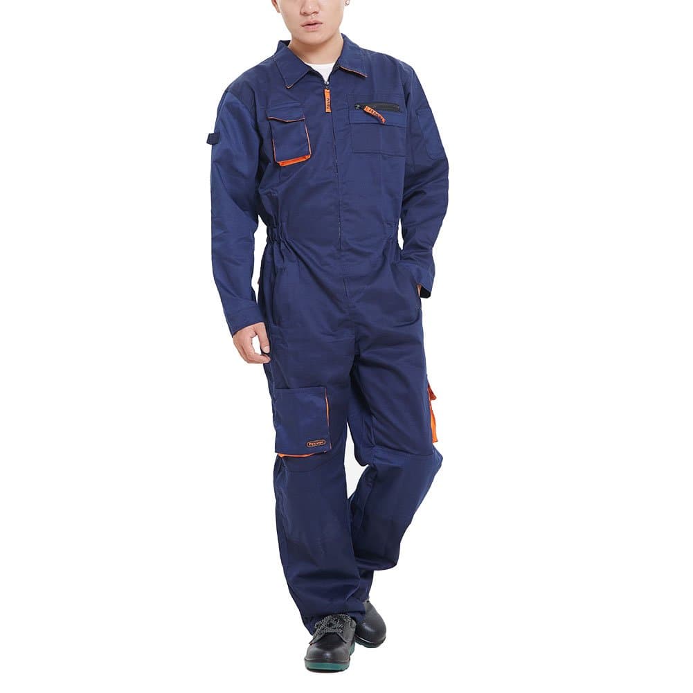 Aolamegs Men's Long Sleeve Coveralls for Welder Car Repair Uniforms US M Navy Blue