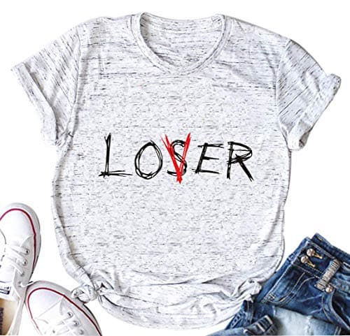 licson Lover Loser Club Shirt Women Funny Casual Inspired Short Sleeve T-Shirt Tops Tee