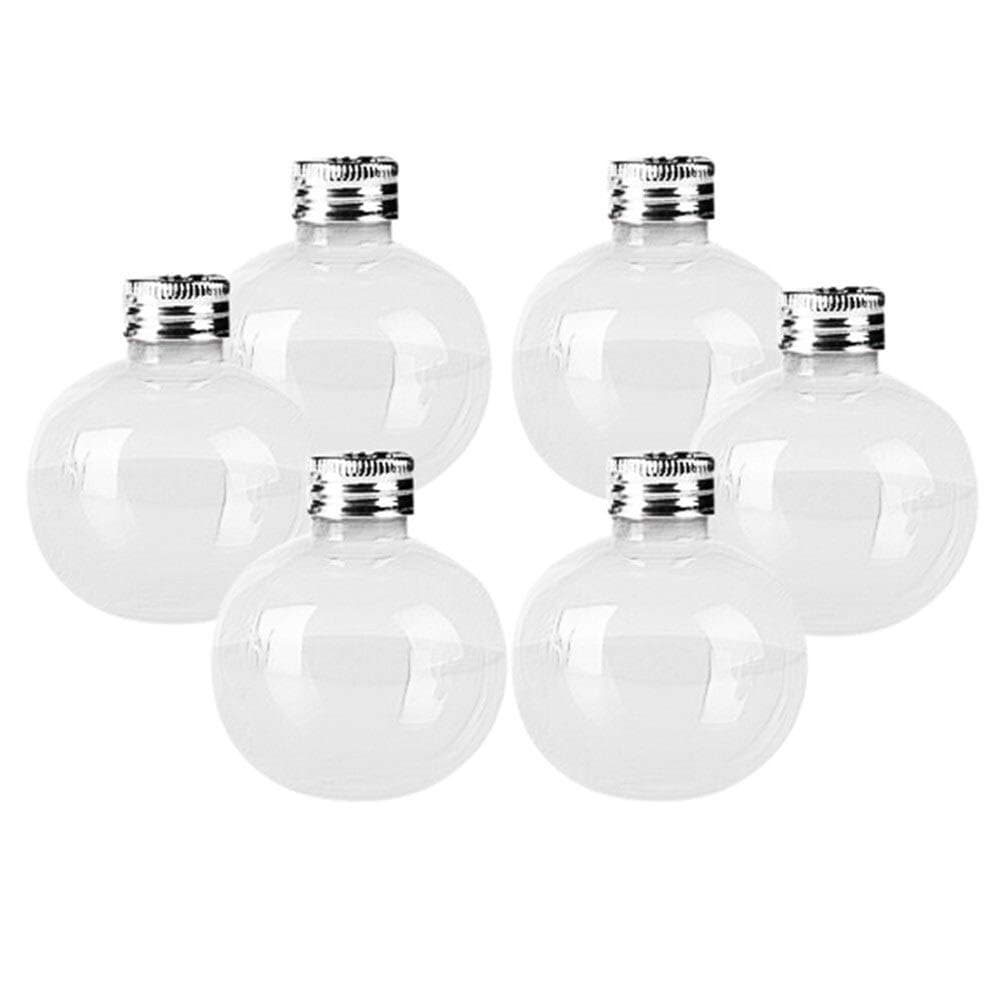 GLANGYU Creative 1/6 Pack Plastic Booze Filled Christmas Tree Ornaments Water Bottle Milk Juice Bulbs Cup Transparent Spherical Water Bottles (Color : B)