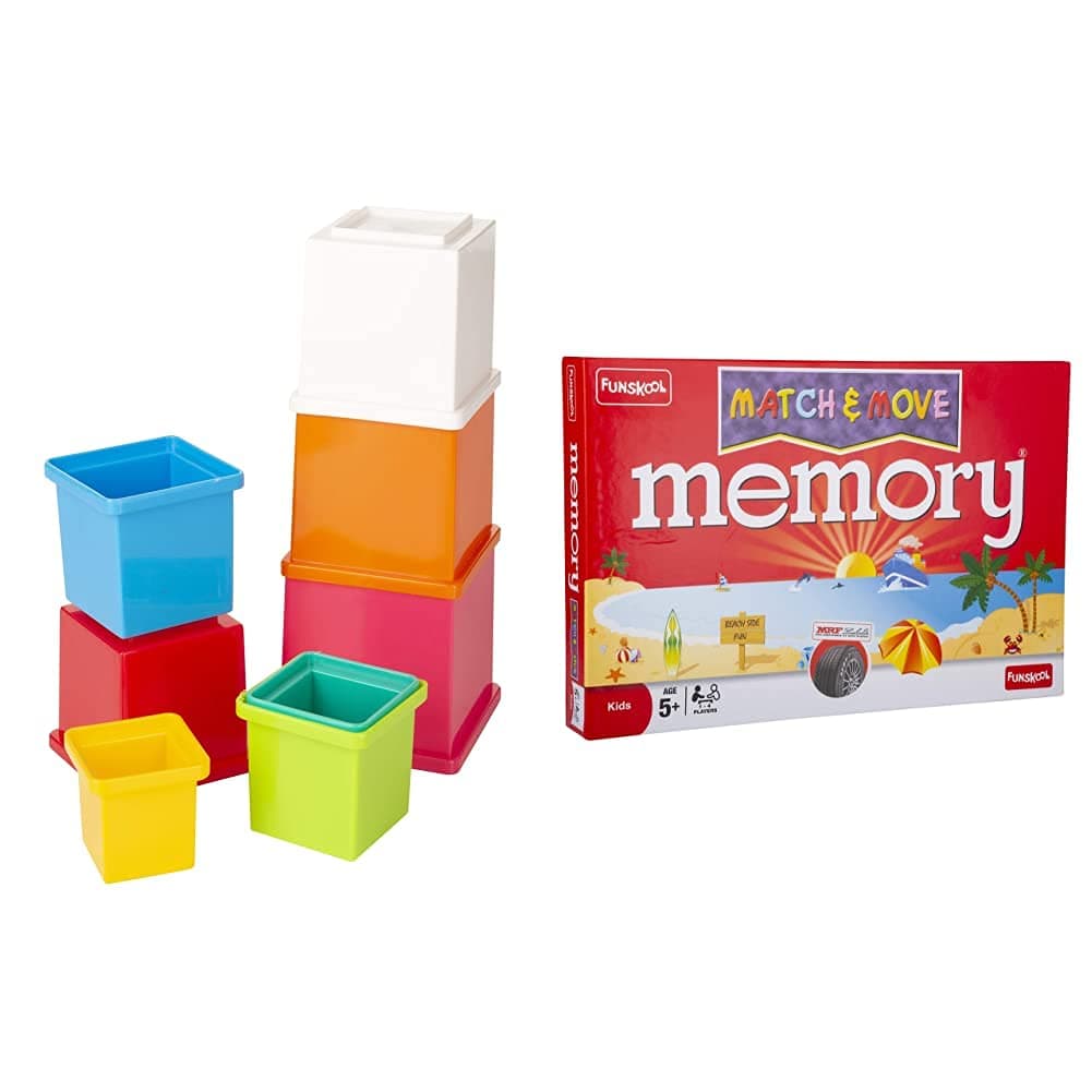 Funskool Giggles Stacking Cubes, Multi Color & Funskool Memory Match and Move