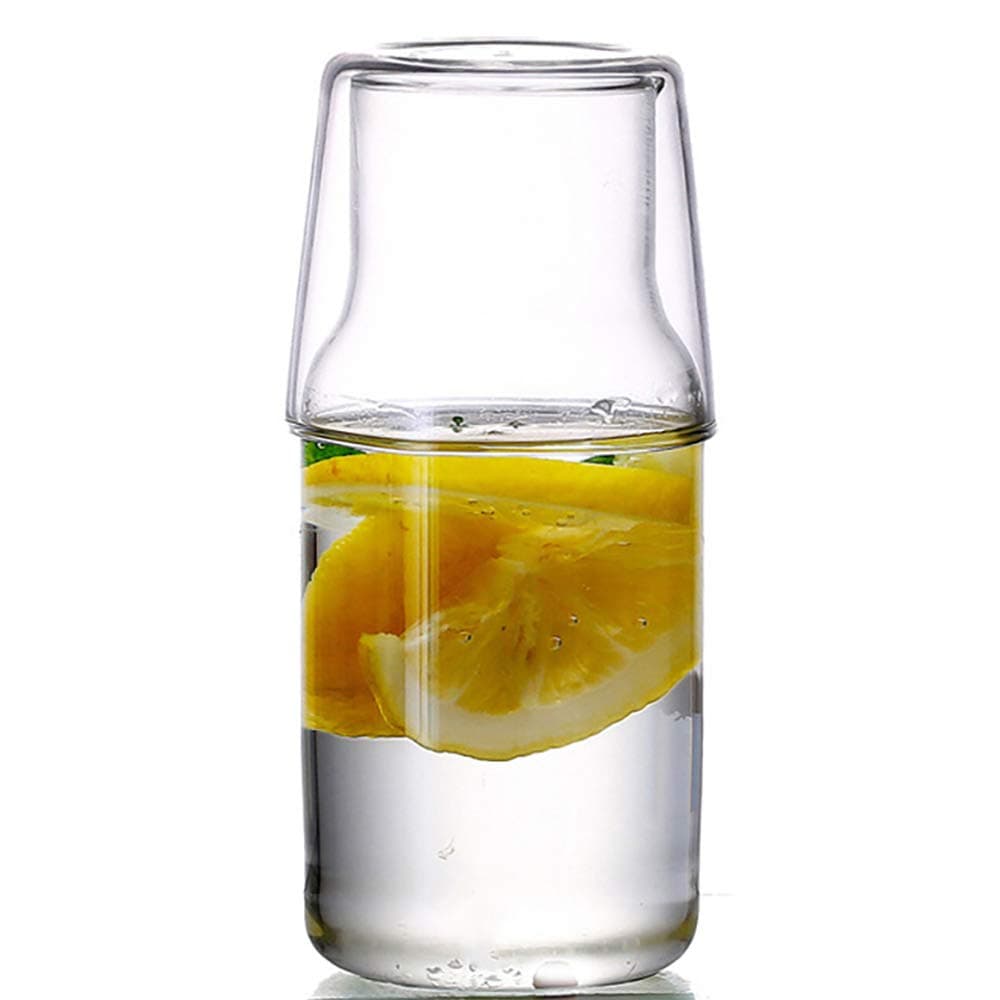 TAMUME 400ml Glass Milk Jug and Cup Set, 400ML Glass Pitcher and 120ML Tumbler Glass Mug