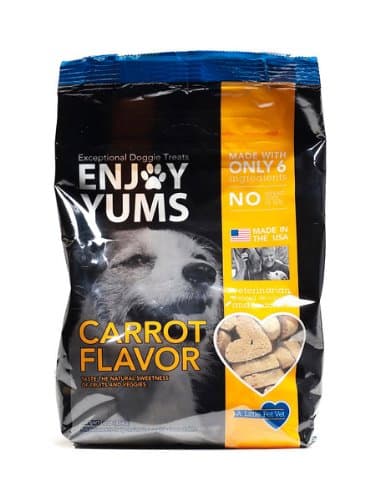 Enjoy Yums 1 Lb. bag Carrot Dog Treats.